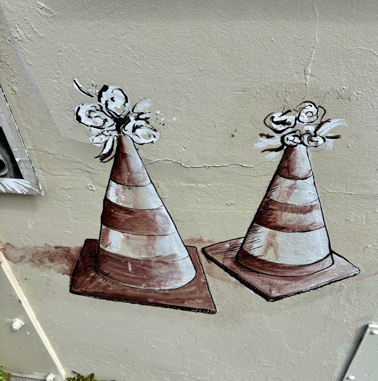 Construction Cones with Flowers