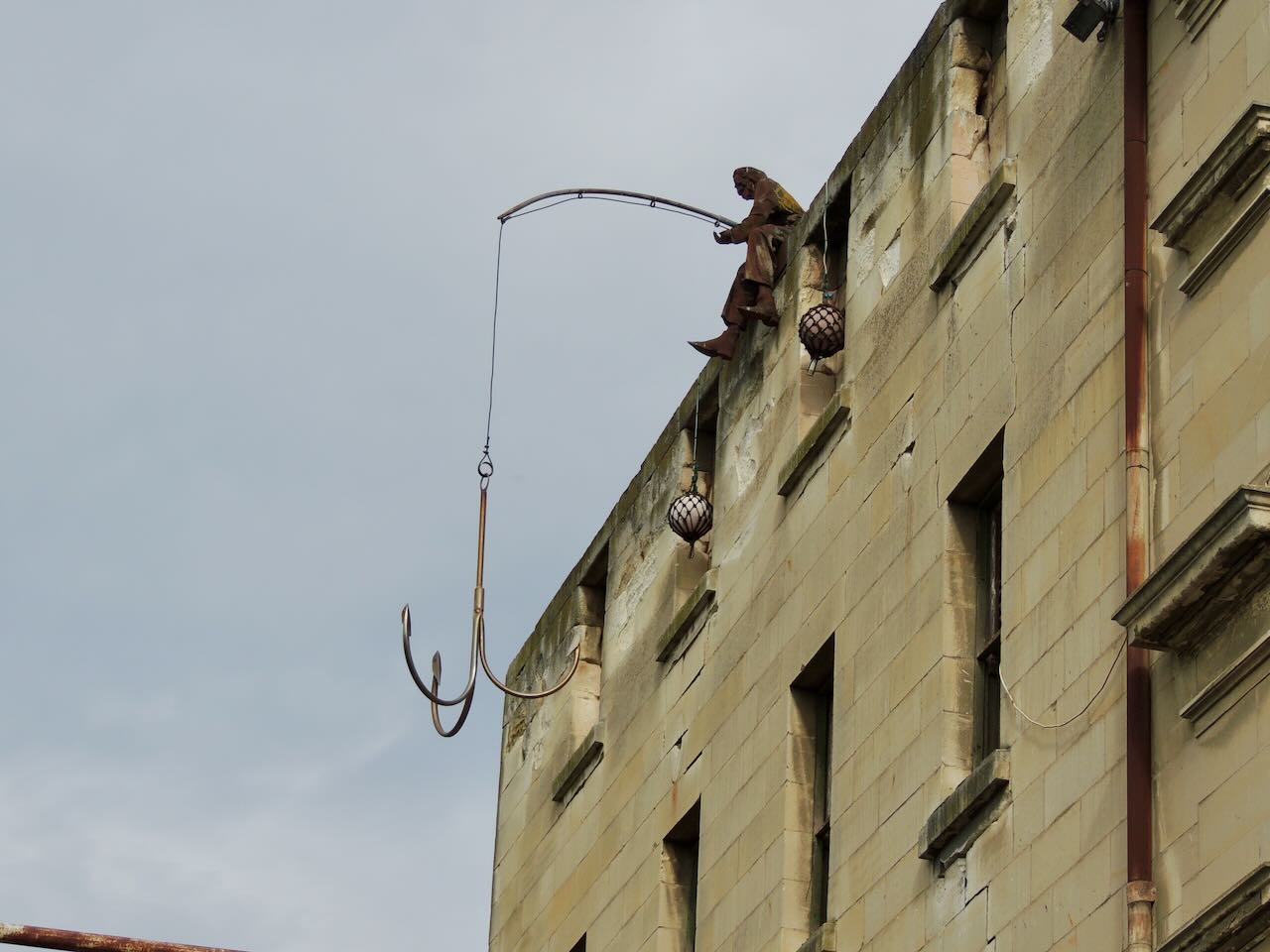 Fishing with Grappling Hook at Steampunk Headquarters